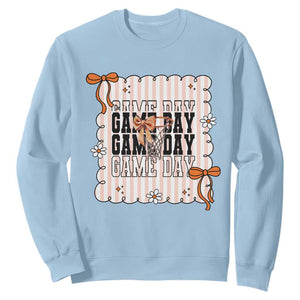 Basketball Game Day Sweatshirt Retro Coquette Bow Gift For Sport Lovers TS12 Light Blue Print Your Wear