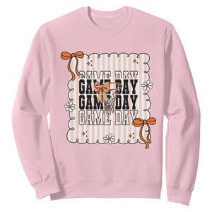 Basketball Game Day Sweatshirt Retro Coquette Bow Gift For Sport Lovers TS12 Light Pink Print Your Wear