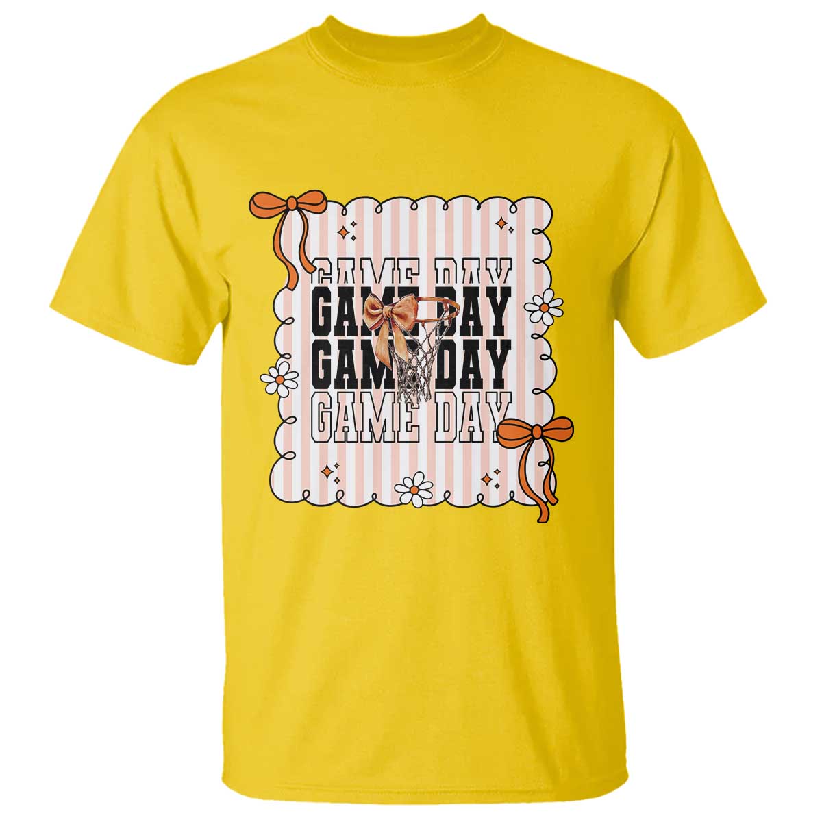 Basketball Game Day T Shirt Retro Coquette Bow Gift For Sport Lovers TS12 Daisy Print Your Wear