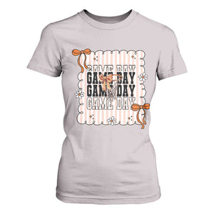 Basketball Game Day T Shirt For Women Retro Coquette Bow Gift For Sport Lovers TS12 Ice Gray Print Your Wear