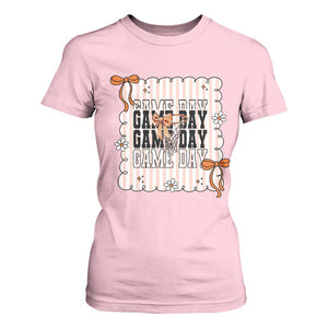Basketball Game Day T Shirt For Women Retro Coquette Bow Gift For Sport Lovers TS12 Light Pink Print Your Wear