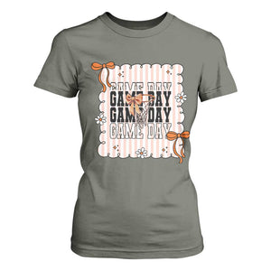 Basketball Game Day T Shirt For Women Retro Coquette Bow Gift For Sport Lovers TS12 Military Green Print Your Wear