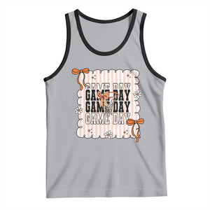 Basketball Game Day Tank Top Retro Coquette Bow Gift For Sport Lovers TS12 Athletic Heather Black Print Your Wear
