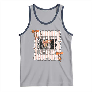 Basketball Game Day Tank Top Retro Coquette Bow Gift For Sport Lovers TS12 Athletic Heather Navy Print Your Wear