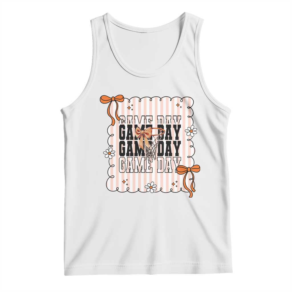 Basketball Game Day Tank Top Retro Coquette Bow Gift For Sport Lovers TS12 White Print Your Wear