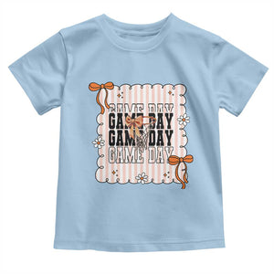 Basketball Game Day Toddler T Shirt Retro Coquette Bow Gift For Sport Lovers TS12 Light Blue Print Your Wear