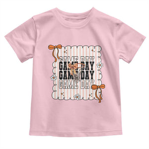 Basketball Game Day Toddler T Shirt Retro Coquette Bow Gift For Sport Lovers TS12 Light Pink Print Your Wear