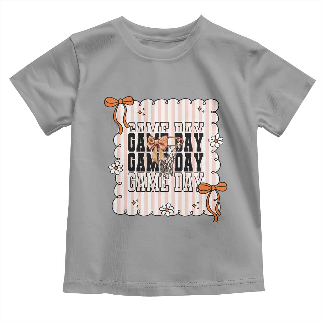 Basketball Game Day Toddler T Shirt Retro Coquette Bow Gift For Sport Lovers TS12 Sport Gray Print Your Wear