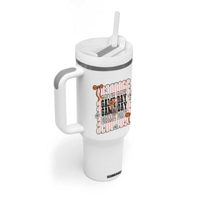 Basketball Game Day Tumbler With Handle Retro Coquette Bow Gift For Sport Lovers TS12 Print Your Wear