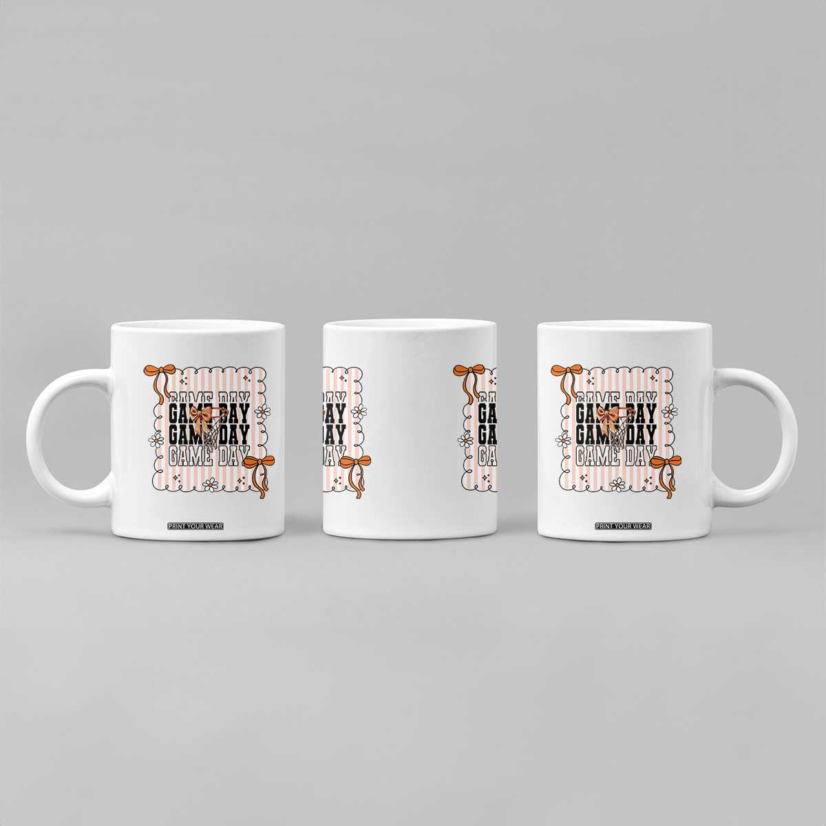 Basketball Game Day Coffee Mug Retro Coquette Bow Gift For Sport Lovers TS12 Print Your Wear