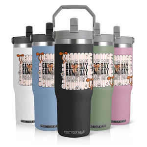 Basketball Game Day Flip Straw Tumbler Retro Coquette Bow Gift For Sport Lovers TS12 Print Your Wear