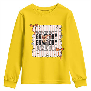 Basketball Game Day Youth Sweatshirt Retro Coquette Bow Gift For Sport Lovers TS12 Daisy Print Your Wear