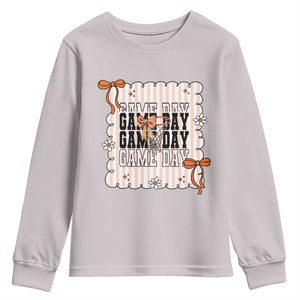 Basketball Game Day Youth Sweatshirt Retro Coquette Bow Gift For Sport Lovers TS12 Ice Gray Print Your Wear