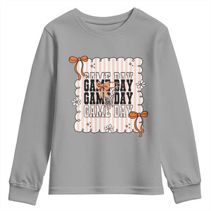 Basketball Game Day Youth Sweatshirt Retro Coquette Bow Gift For Sport Lovers TS12 Sport Gray Print Your Wear