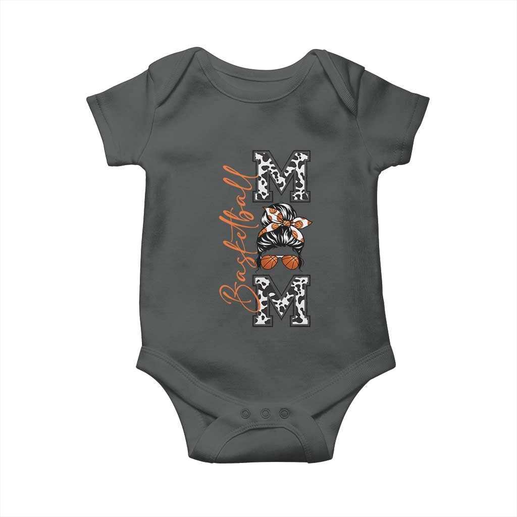 Basketball Mom Baby Onesie Retro Style Gift For Sports Lover TS12 Dark Heather Print Your Wear