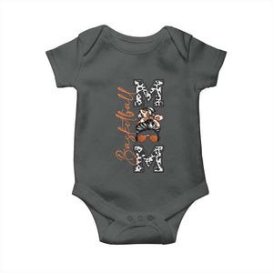 Basketball Mom Baby Onesie Retro Style Gift For Sports Lover TS12 Dark Heather Print Your Wear