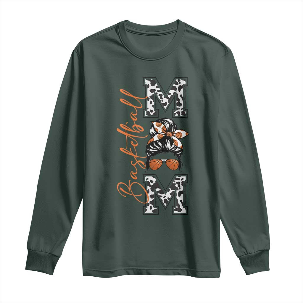 Basketball Mom Long Sleeve Shirt Retro Style Gift For Sports Lover TS12 Dark Forest Green Print Your Wear