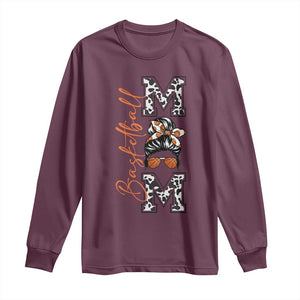 Basketball Mom Long Sleeve Shirt Retro Style Gift For Sports Lover TS12 Maroon Print Your Wear
