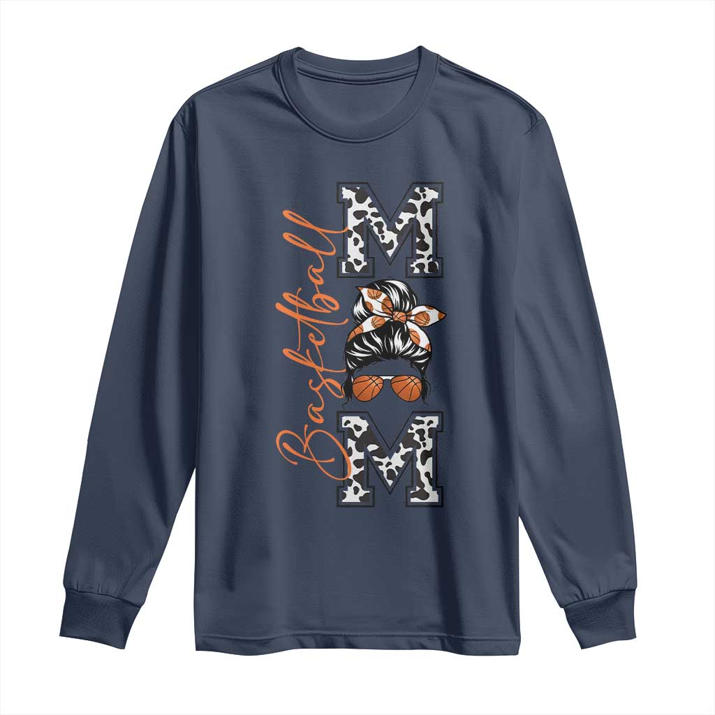 Basketball Mom Long Sleeve Shirt Retro Style Gift For Sports Lover TS12 Navy Print Your Wear