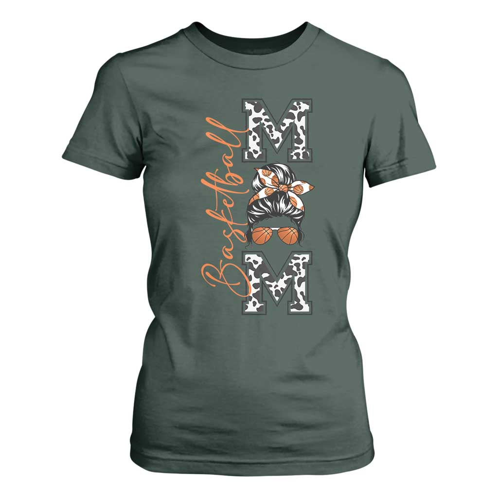Basketball Mom T Shirt For Women Retro Style Gift For Sports Lover TS12 Dark Forest Green Print Your Wear