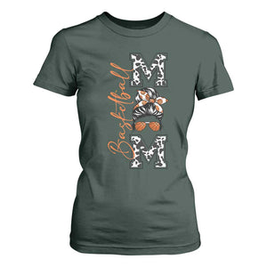 Basketball Mom T Shirt For Women Retro Style Gift For Sports Lover TS12 Dark Forest Green Print Your Wear