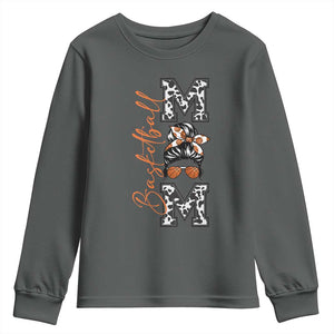 Basketball Mom Youth Sweatshirt Retro Style Gift For Sports Lover TS12 Dark Heather Print Your Wear