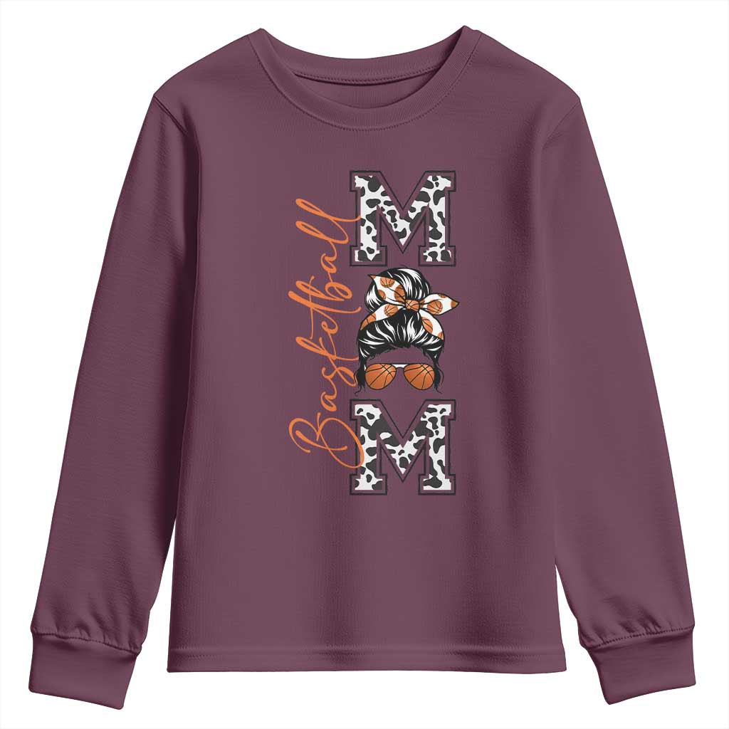 Basketball Mom Youth Sweatshirt Retro Style Gift For Sports Lover TS12 Maroon Print Your Wear
