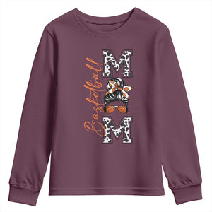 Basketball Mom Youth Sweatshirt Retro Style Gift For Sports Lover TS12 Maroon Print Your Wear
