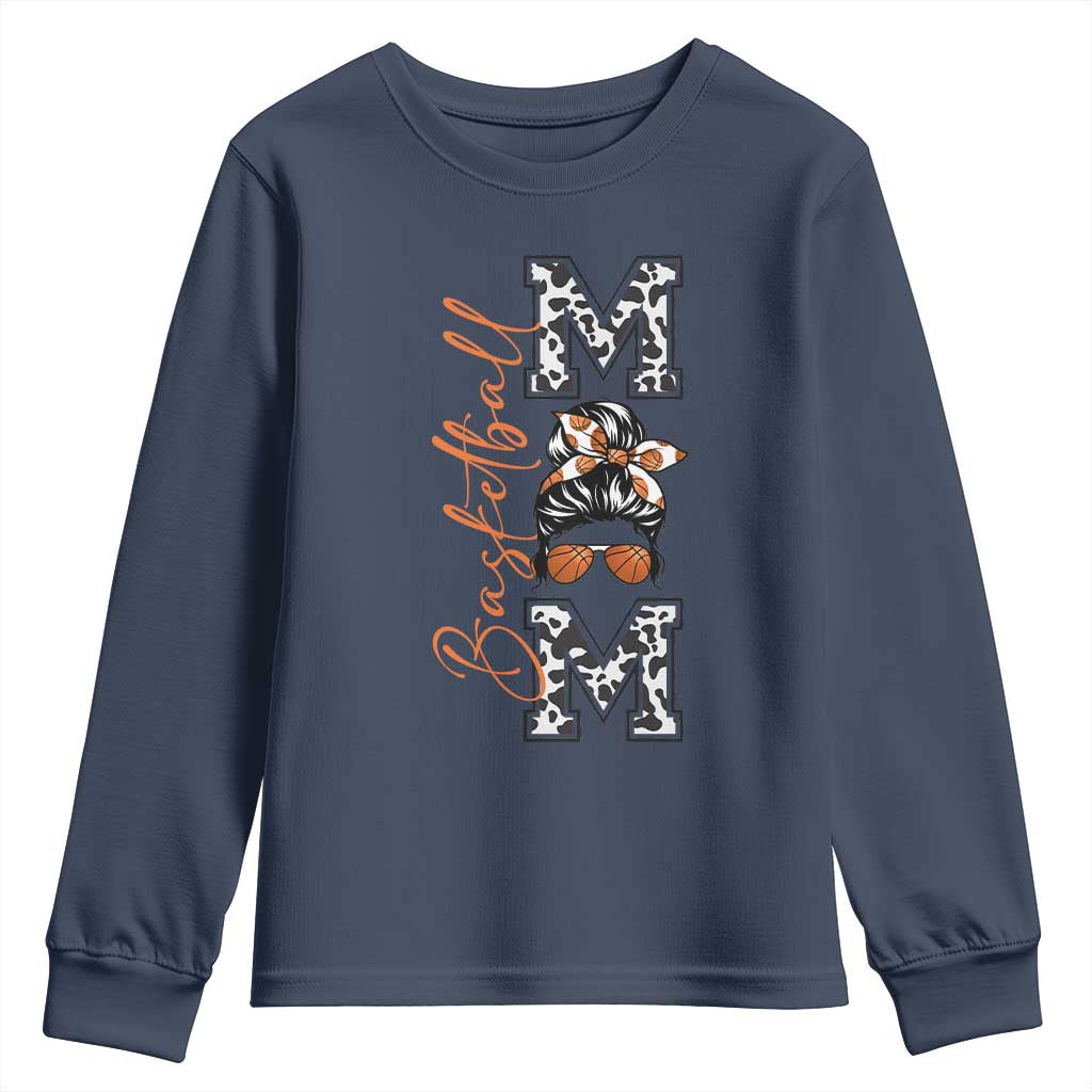 Basketball Mom Youth Sweatshirt Retro Style Gift For Sports Lover TS12 Navy Print Your Wear