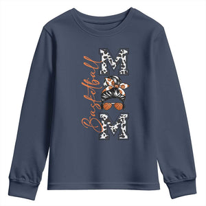 Basketball Mom Youth Sweatshirt Retro Style Gift For Sports Lover TS12 Navy Print Your Wear