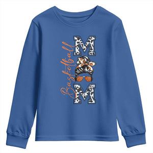 Basketball Mom Youth Sweatshirt Retro Style Gift For Sports Lover TS12 Royal Blue Print Your Wear