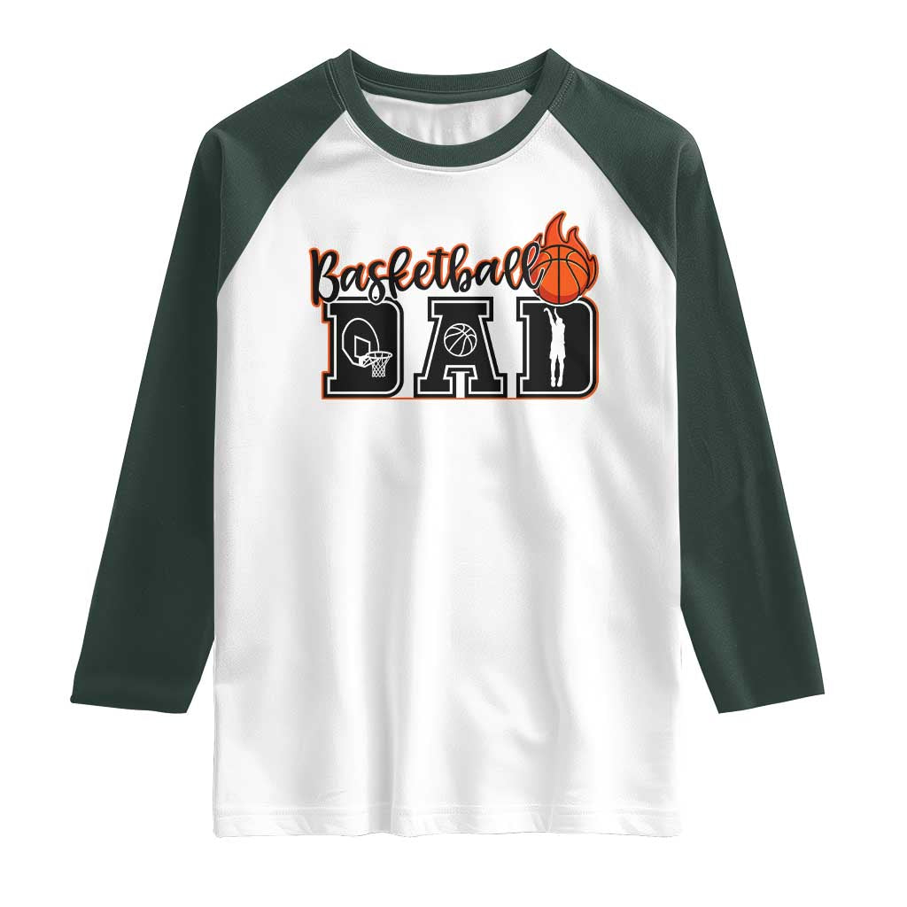 Basketball Dad Raglan Shirt Gift For Sport Lover TS12 White Dark Forest Green Print Your Wear