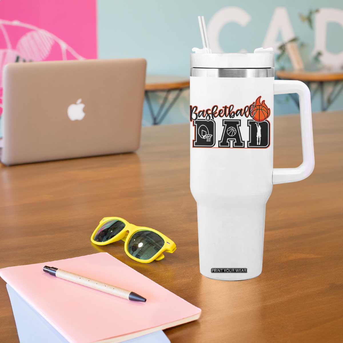 Basketball Dad Tumbler With Handle Gift For Sport Lover TS12 Print Your Wear