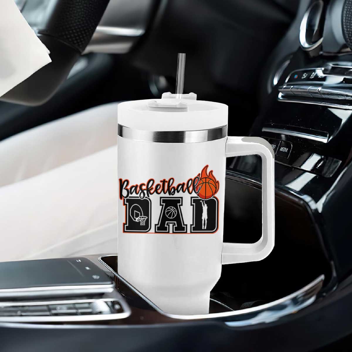 Basketball Dad Tumbler With Handle Gift For Sport Lover TS12 Print Your Wear