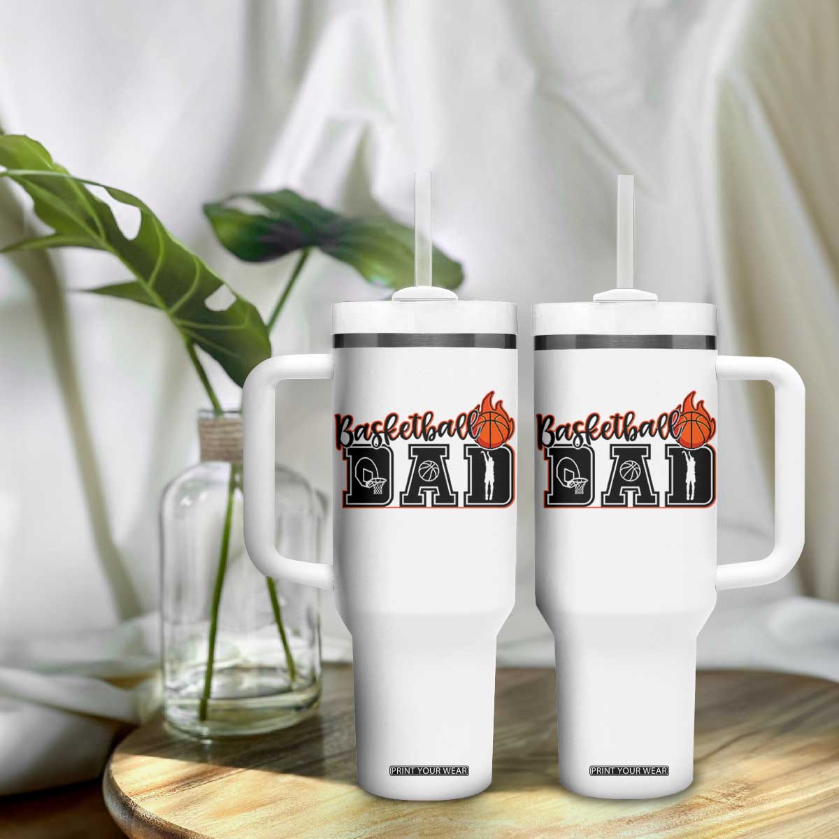 Basketball Dad Tumbler With Handle Gift For Sport Lover TS12 Print Your Wear
