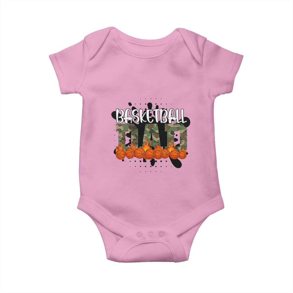 Basketball Dad Baby Onesie Camouflage Flame Graphic For Sport Lover TS12 Light Pink Print Your Wear