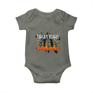 Basketball Dad Baby Onesie Camouflage Flame Graphic For Sport Lover TS12 Military Green Print Your Wear