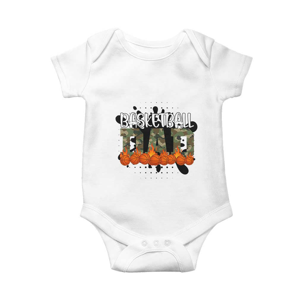 Basketball Dad Baby Onesie Camouflage Flame Graphic For Sport Lover TS12 White Print Your Wear