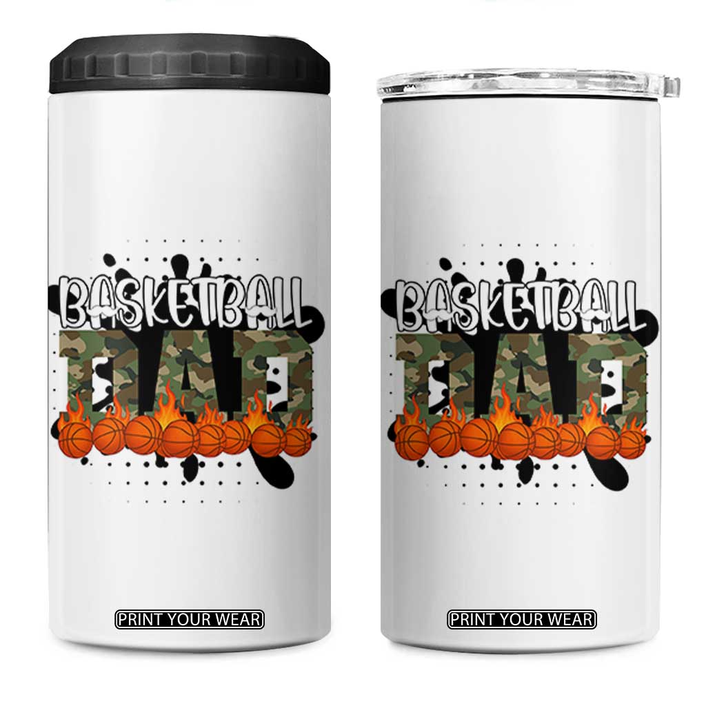 Basketball Dad 4 in 1 Can Cooler Tumbler Camouflage Flame Graphic For Sport Lover TS12 One Size: 16 oz White Print Your Wear