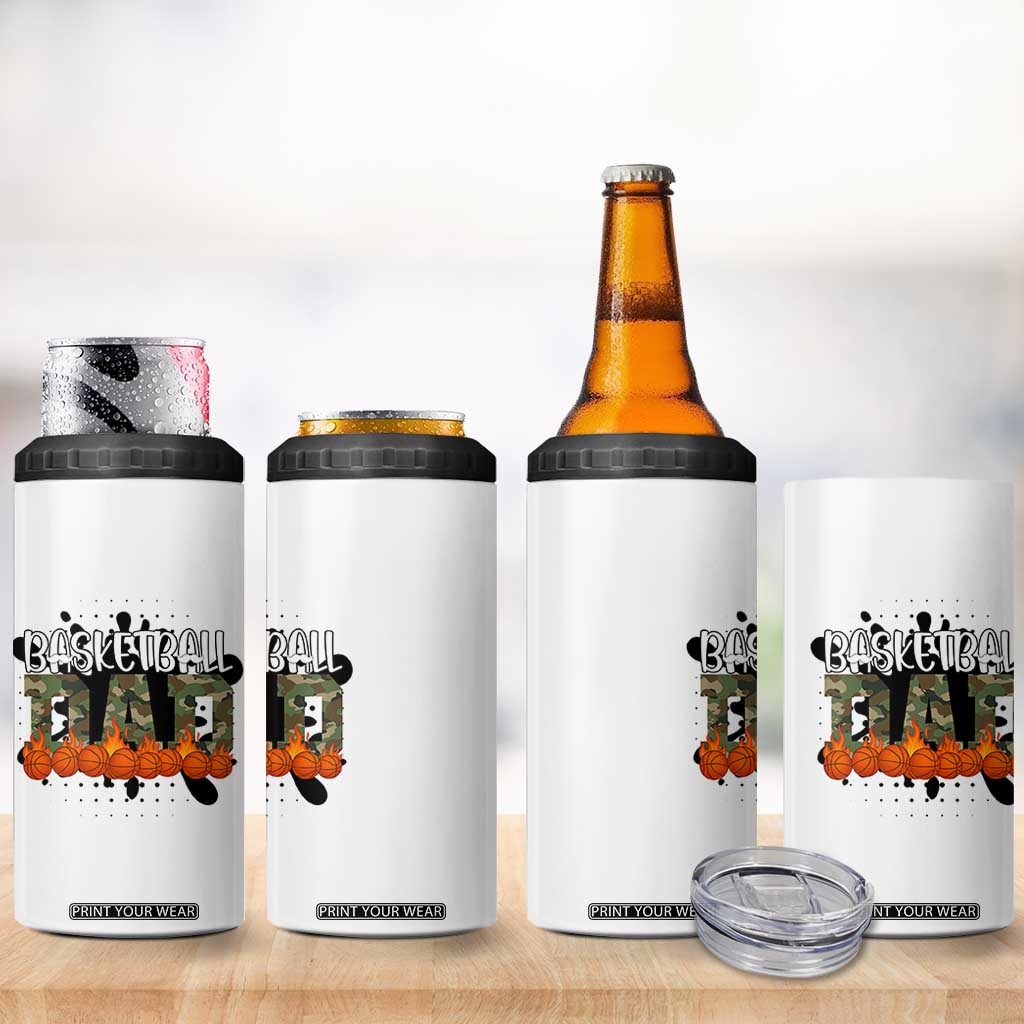 Basketball Dad 4 in 1 Can Cooler Tumbler Camouflage Flame Graphic For Sport Lover TS12 Print Your Wear