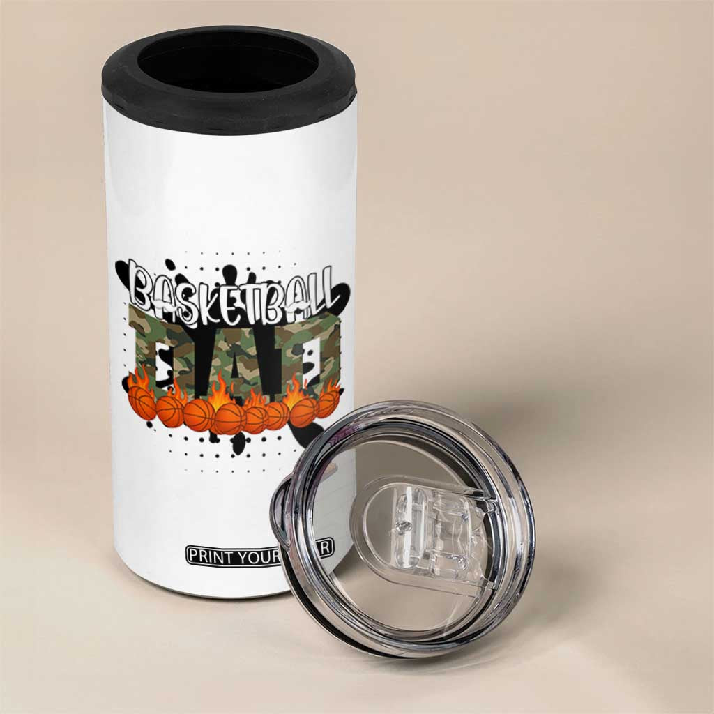 Basketball Dad 4 in 1 Can Cooler Tumbler Camouflage Flame Graphic For Sport Lover TS12 Print Your Wear