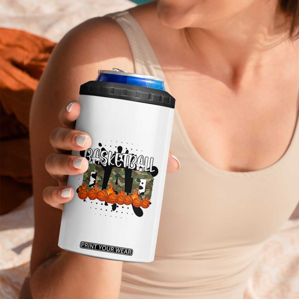 Basketball Dad 4 in 1 Can Cooler Tumbler Camouflage Flame Graphic For Sport Lover TS12 Print Your Wear