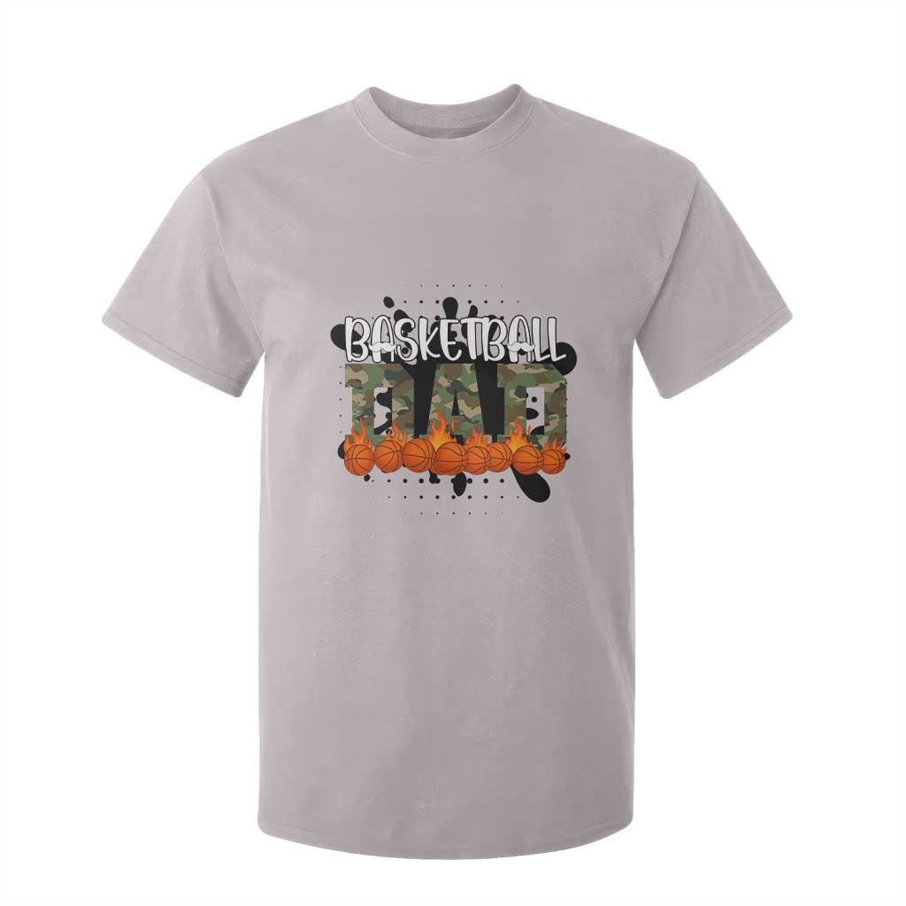 Basketball Dad T Shirt For Kid Camouflage Flame Graphic For Sport Lover TS12 Ice Gray Print Your Wear