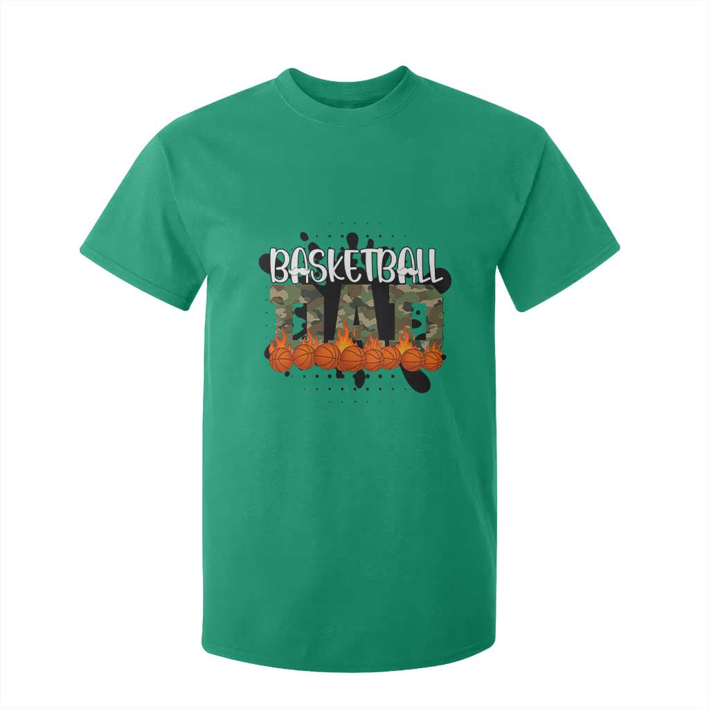 Basketball Dad T Shirt For Kid Camouflage Flame Graphic For Sport Lover TS12 Irish Green Print Your Wear
