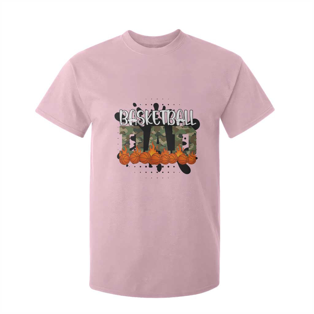 Basketball Dad T Shirt For Kid Camouflage Flame Graphic For Sport Lover TS12 Light Pink Print Your Wear