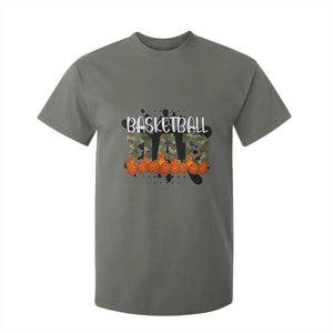 Basketball Dad T Shirt For Kid Camouflage Flame Graphic For Sport Lover TS12 Military Green Print Your Wear