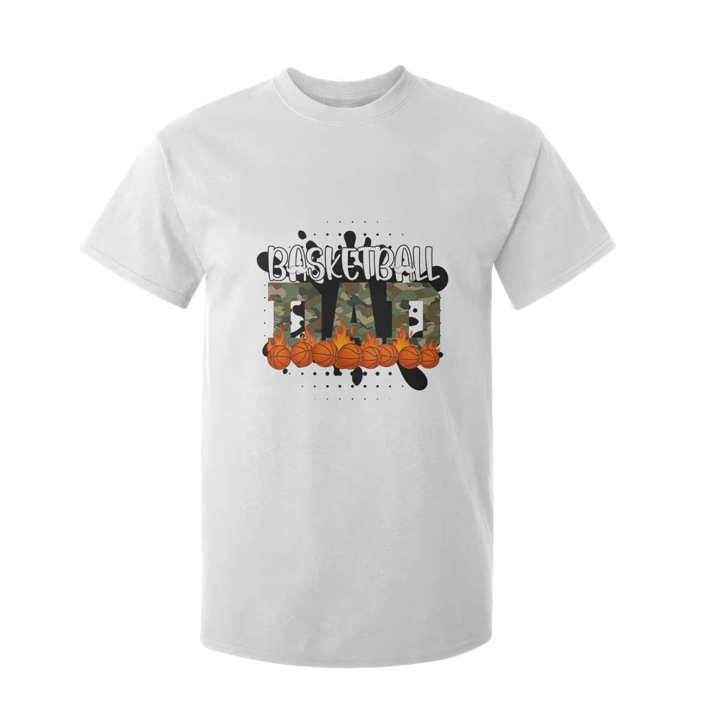 Basketball Dad T Shirt For Kid Camouflage Flame Graphic For Sport Lover TS12 White Print Your Wear