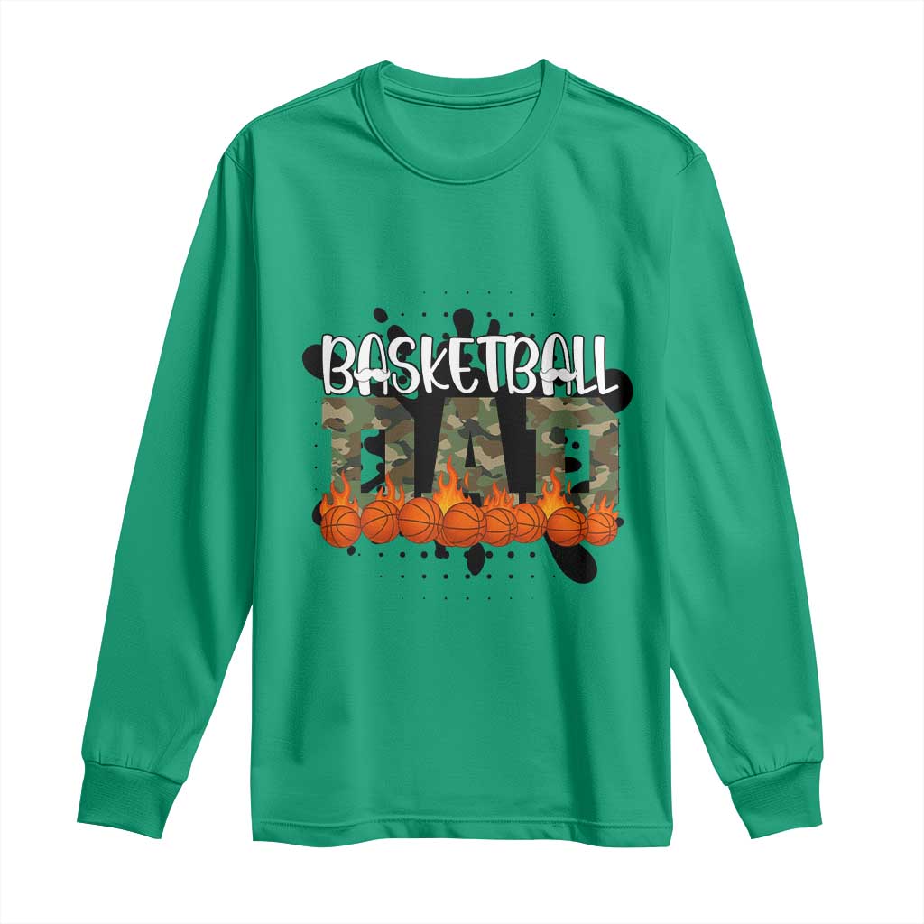 Basketball Dad Long Sleeve Shirt Camouflage Flame Graphic For Sport Lover TS12 Irish Green Print Your Wear
