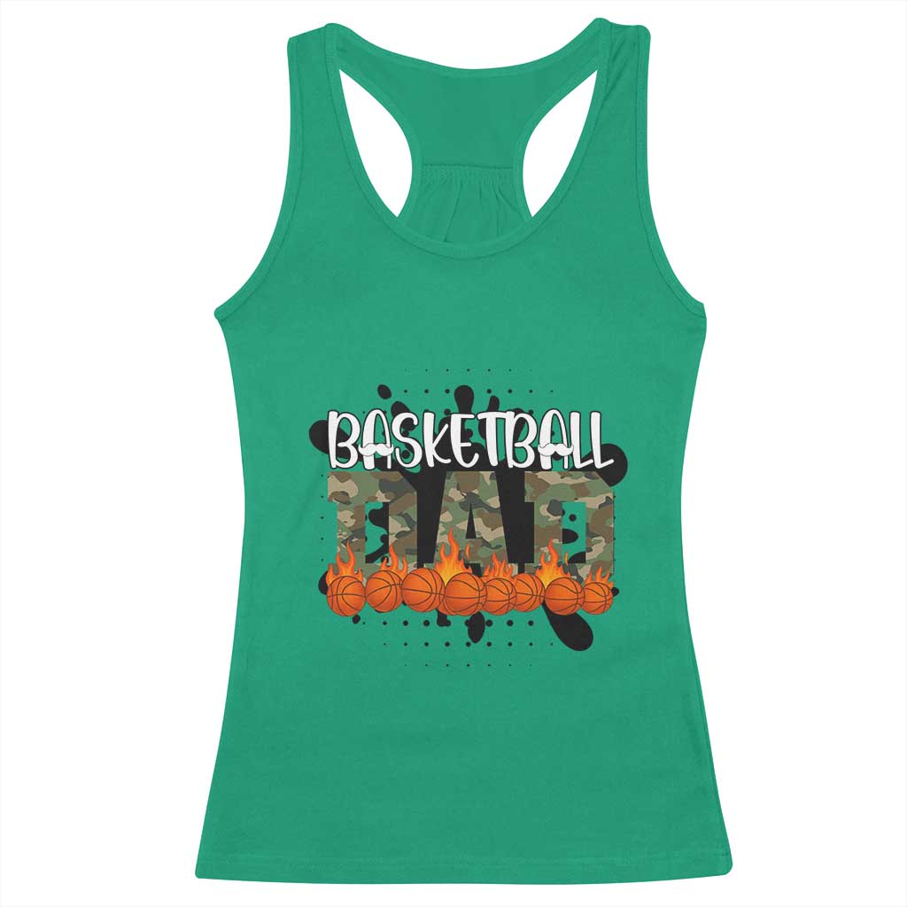 Basketball Dad Racerback Tank Top Camouflage Flame Graphic For Sport Lover TS12 Irish Green Print Your Wear