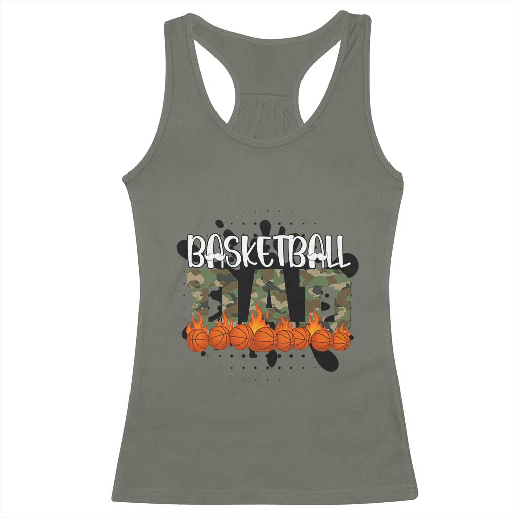 Basketball Dad Racerback Tank Top Camouflage Flame Graphic For Sport Lover TS12 Military Green Print Your Wear